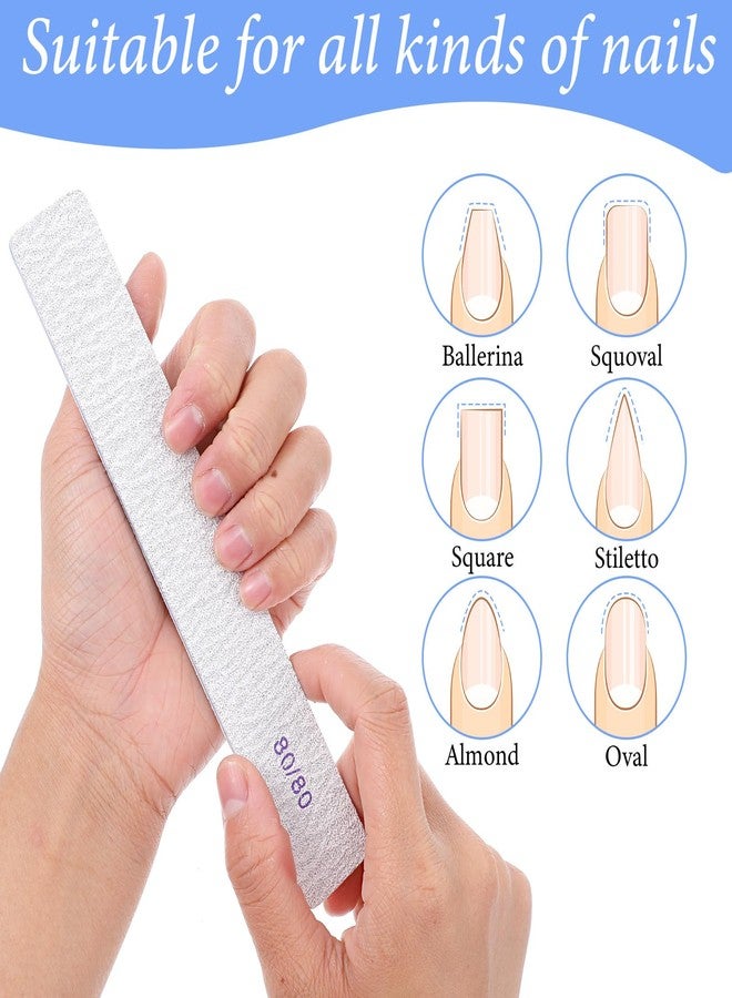 AojSup 100 Pcs 80/80 Grit Nail Files Bulk, Coarse Emery Boards for Acrylic Nails and Gel Nails, Nail File Double Sided 80 Grits Reusable Professional Nail Filers Pack Manicure Gray - Image 4